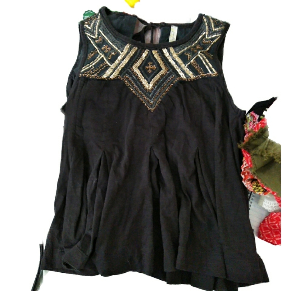 🎀 Free People embroidered back tie closure t…